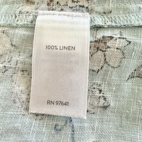 J. Jill Love Linen Size X-Small Blue White Floral V-Neck Short Sleeve Dress - Picture 11 of 12